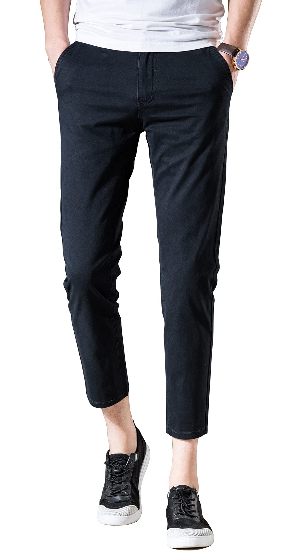 Men‘s Cropped Chino Pants Skinny Fit Chinos Khaki Pant